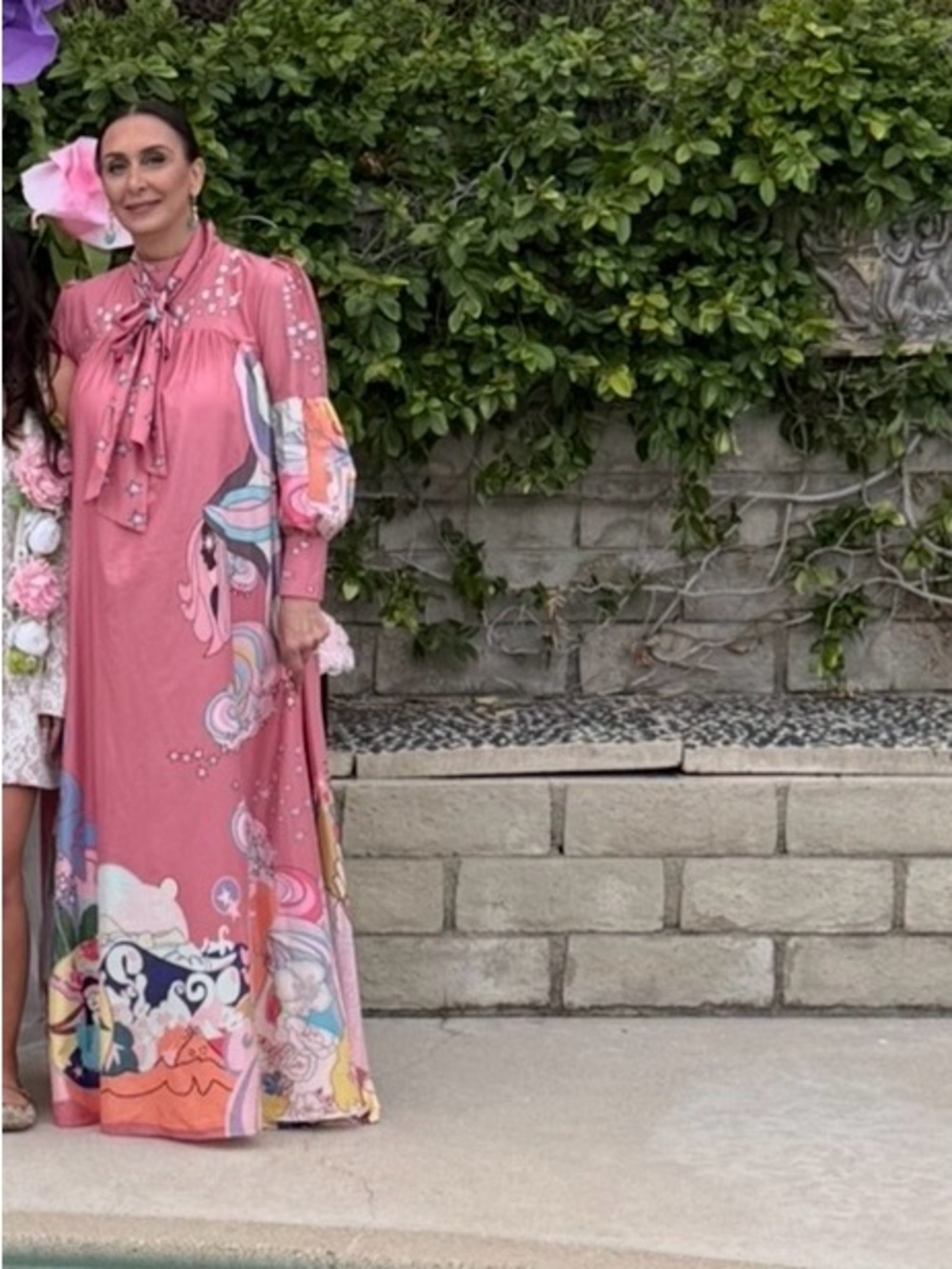 Printed Mauve Maxi Dress with Balloon Sleeves